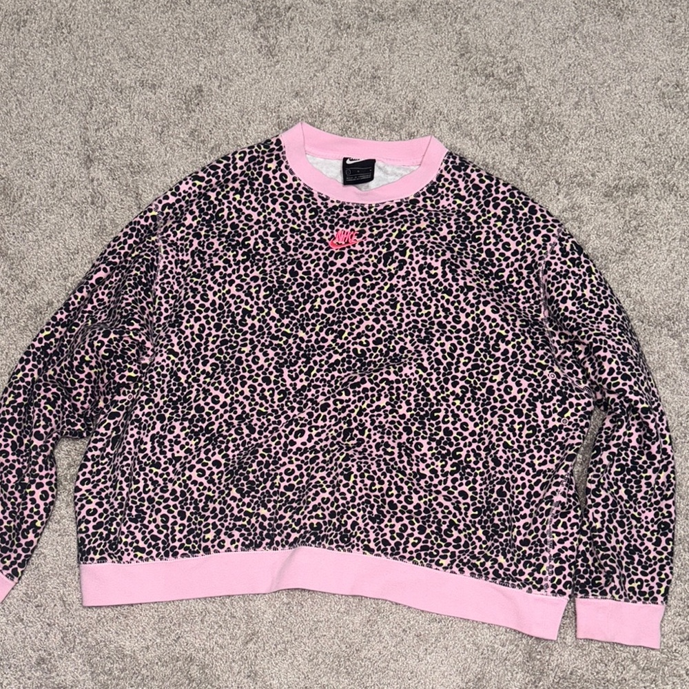Nike Pink Leopard Print Sweater